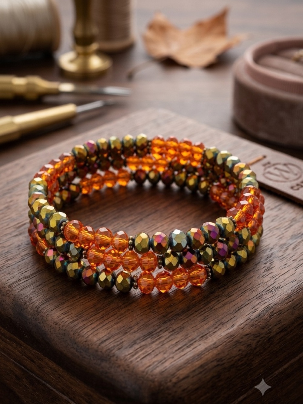 Orange Crystal Wrap Bracelet - Women's Jewelry